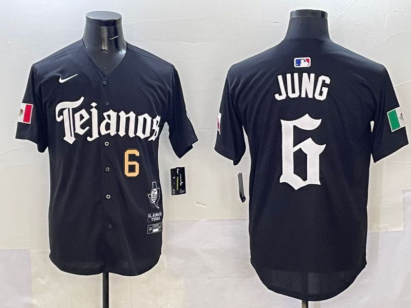 Men Texas Rangers #6 Jung Black Five generations Joint Name 2025 Nike MLB Jersey style 3->texas rangers->MLB Jersey